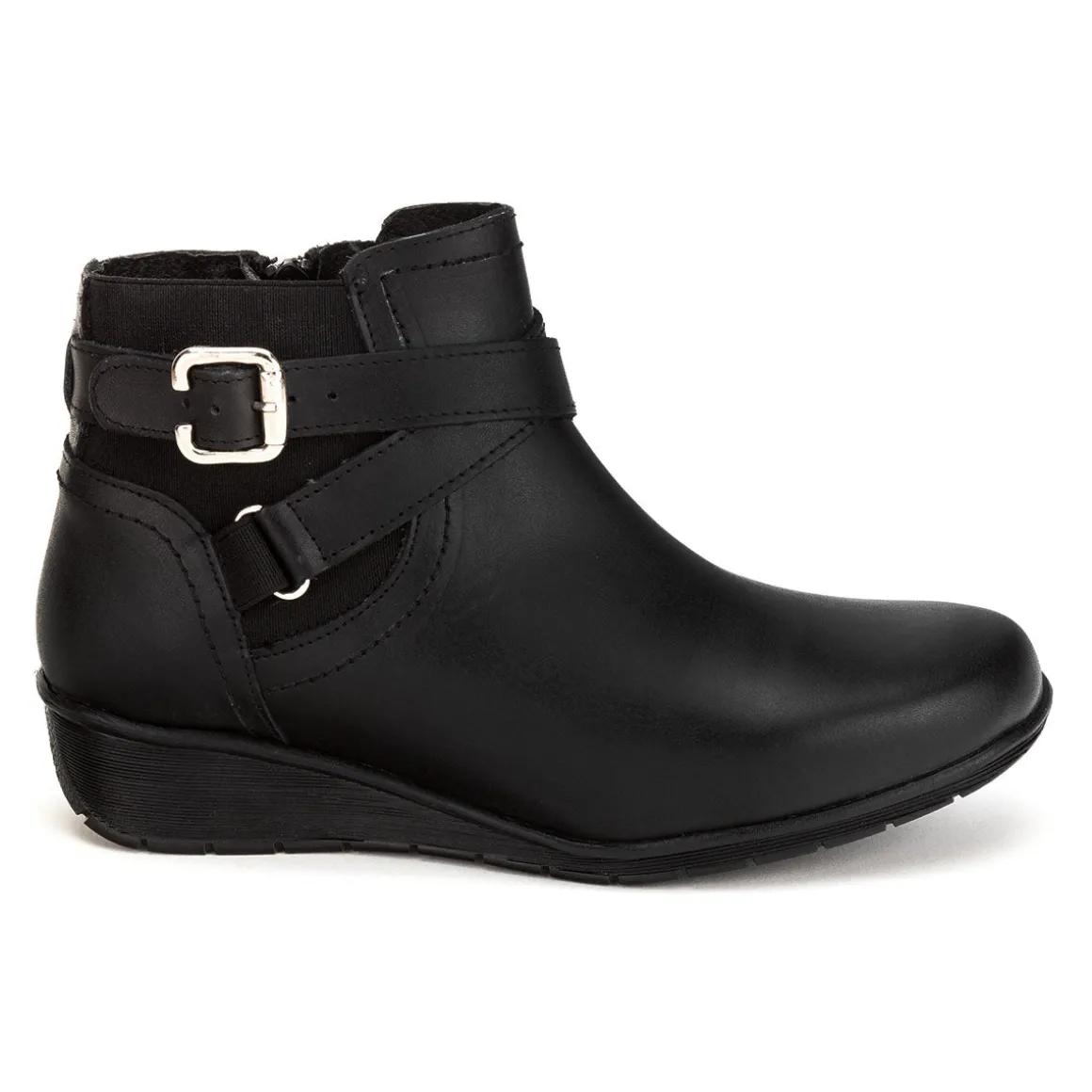 Bota Botín Piel Negro Tacón corrido Para Mujer Epidemia 02046