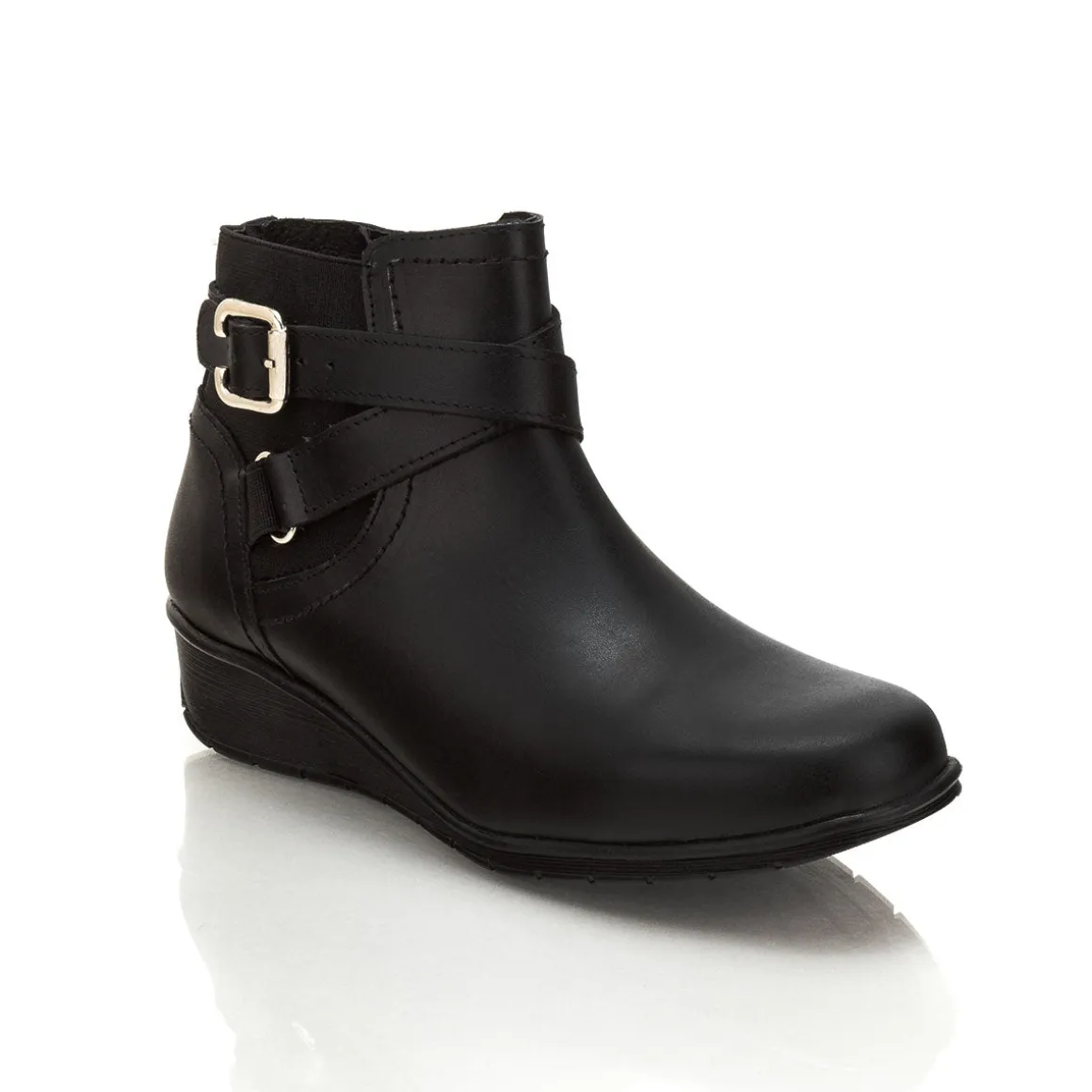 Bota Botín Piel Negro Tacón corrido Para Mujer Epidemia 02046