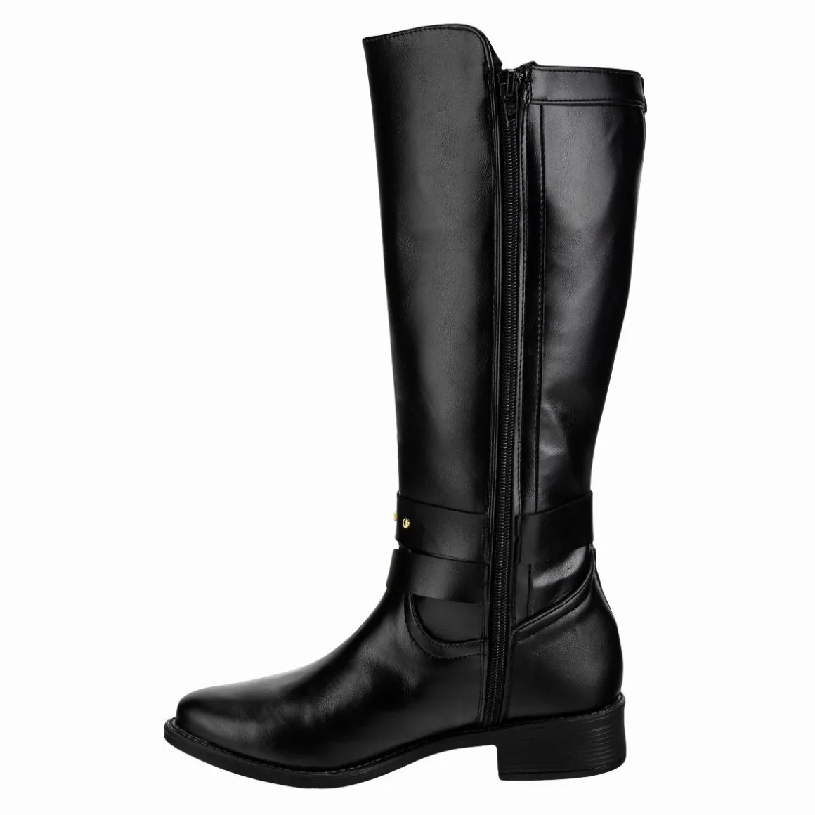 Botas Tipo Equitación Doble Hebilla Para Mujer Fusión 07966