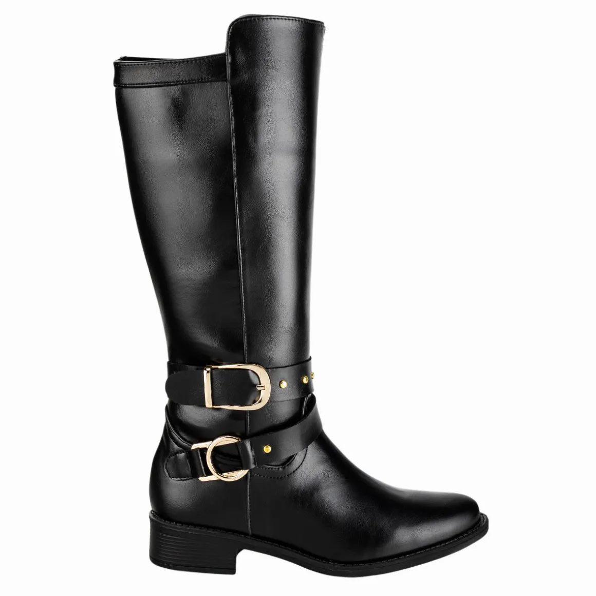 Botas Tipo Equitación Doble Hebilla Para Mujer Fusión 07966