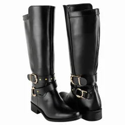 Botas Tipo Equitación Doble Hebilla Para Mujer Fusión 07966