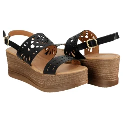 Sandalia Floral Cuña Para Mujer Joza 06502