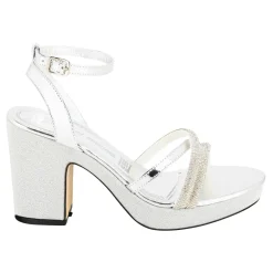 Sandalias Happy Shoes Para Mujer Fiesta Graduación Tacón Grueso Glamour 08249-50
