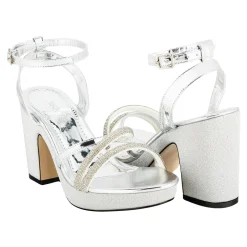 Sandalias Happy Shoes Para Mujer Fiesta Graduación Tacón Grueso Glamour 08249-50