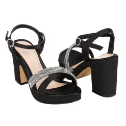 Sandalia Vestir Fiesta Graduación Para Mujer Moda Tacón Plata Joza 02930-03507