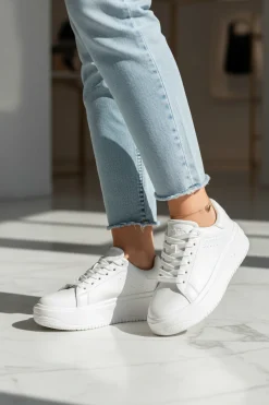 Tenis Blancos Casual Plataforma Para Mujer Capa de Ozono 08427