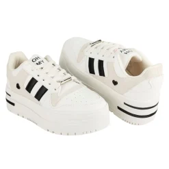 Tenis Blancos Moda Plataforma Para Mujer Gosh 06172