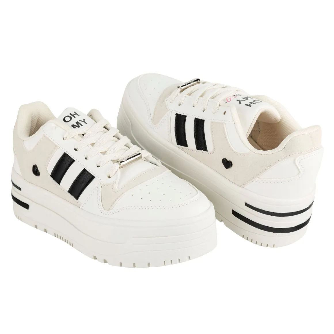 Tenis Blancos Moda Plataforma Para Mujer Gosh 06172