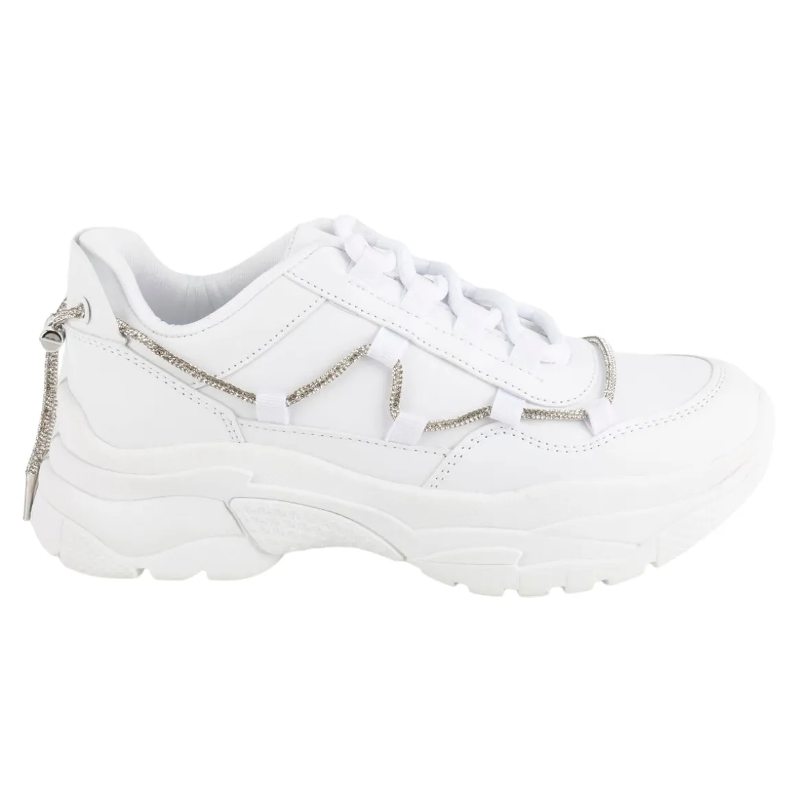 Tenis Blancos Plataforma Brillos Para Mujer Neosport 05216