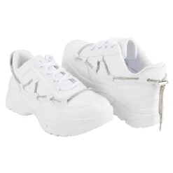 Tenis Blancos Plataforma Brillos Para Mujer Neosport 05216