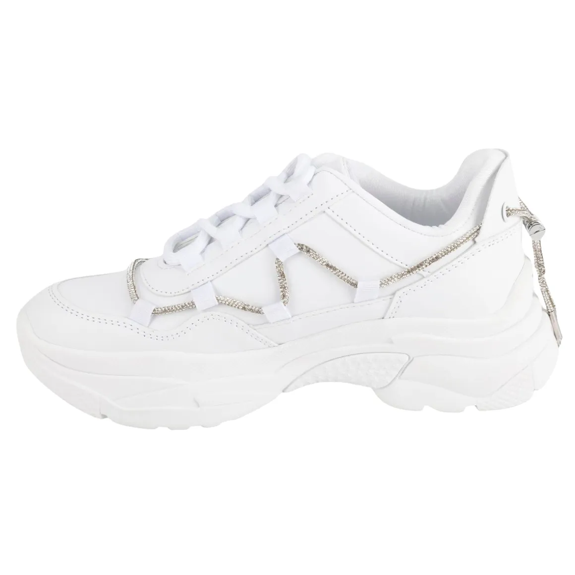 Tenis Blancos Plataforma Brillos Para Mujer Neosport 05216