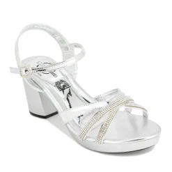 Zapatilla Elegante Fiesta Graduación Tiras Brillo Plata Para Mujer Joza 05412