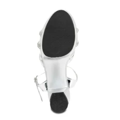 Zapatilla Elegante Fiesta Graduación Tiras Brillo Plata Para Mujer Joza 05412