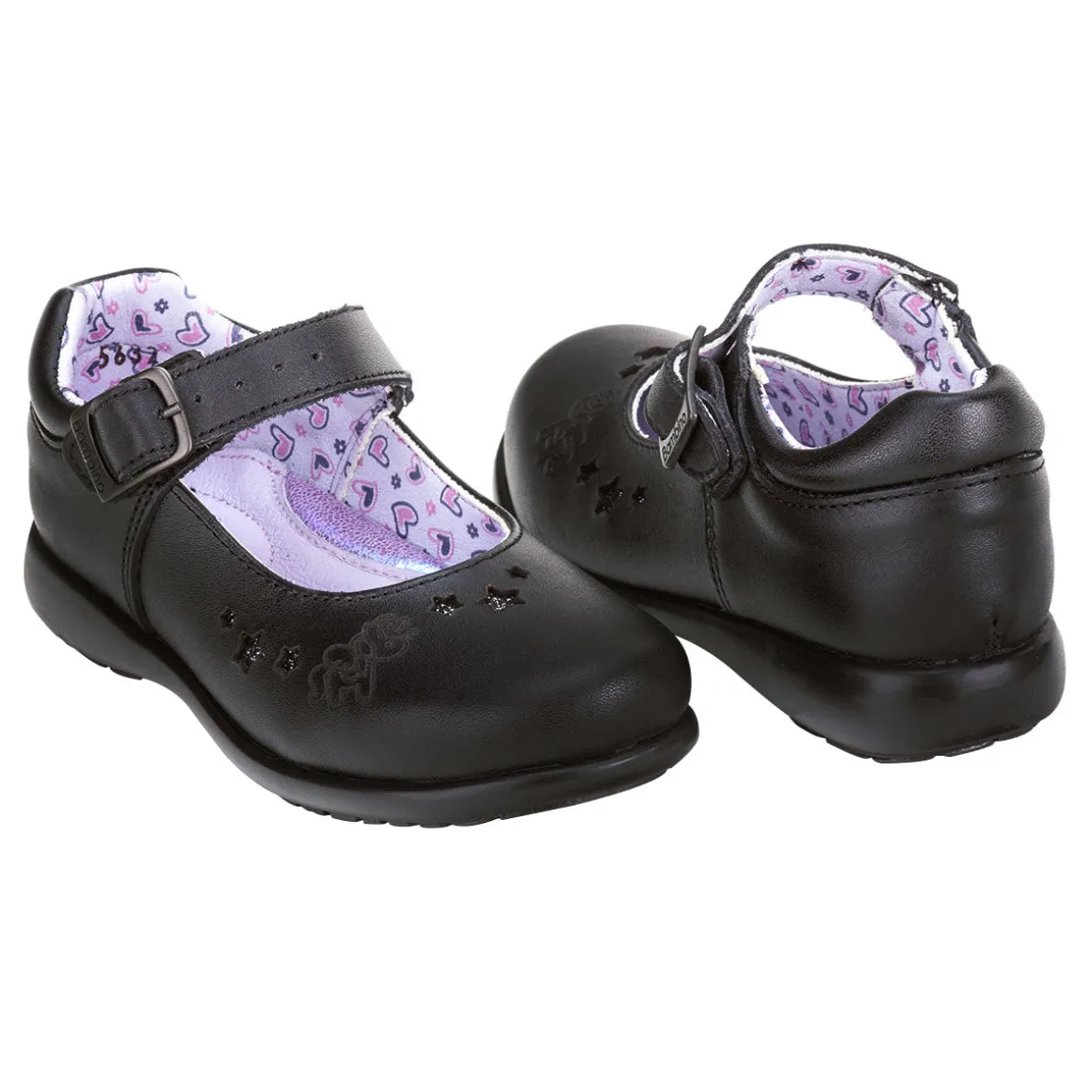 Zapato Escolar Bambino Para Niña Negro Hebilla 02906