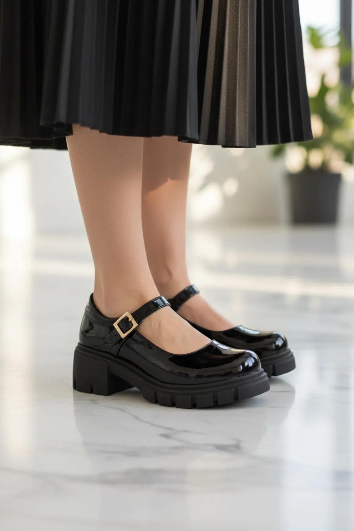 Zapato Escolar Happy Shoes Para Mujer Tacón Mary-Jane 07427