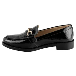 Zapato Mocasín Para Mujer Stampa Charol Negro 07072